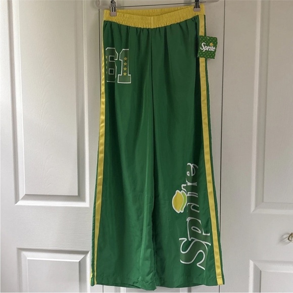 NWT Coco-Cola  Sprite Soda Green & Yellow windbreaker Pants - Picture 2 of 5